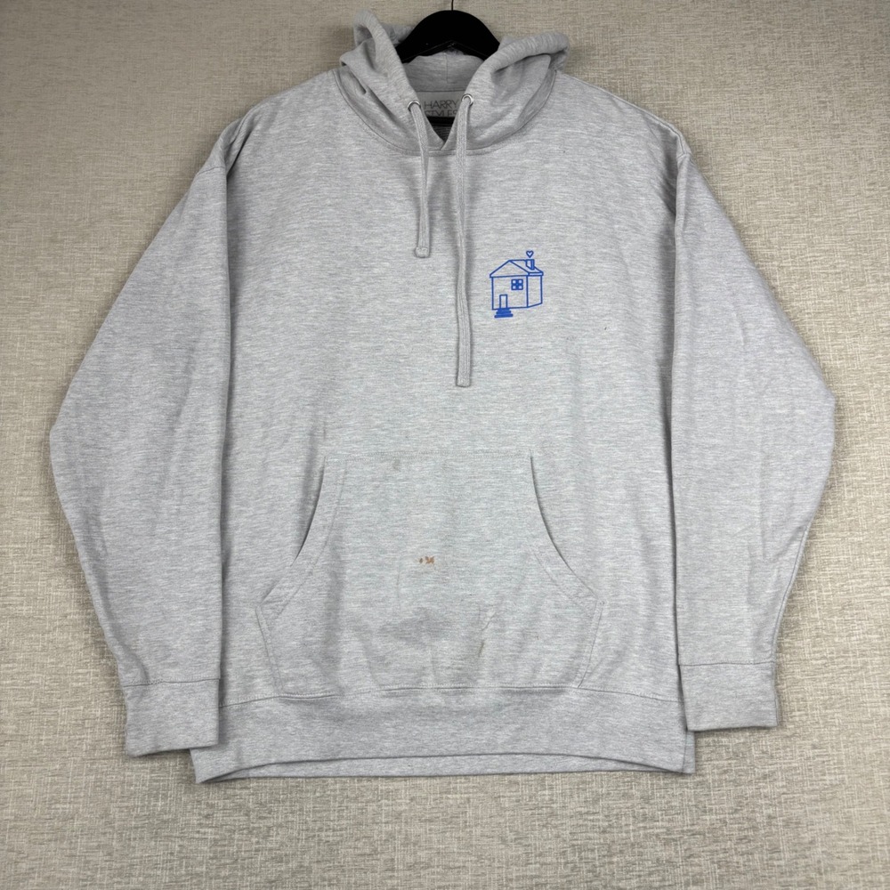 Harry Styles Harrys House Tour Hoodie Gray Blue Tracklist Graphic Mens XL